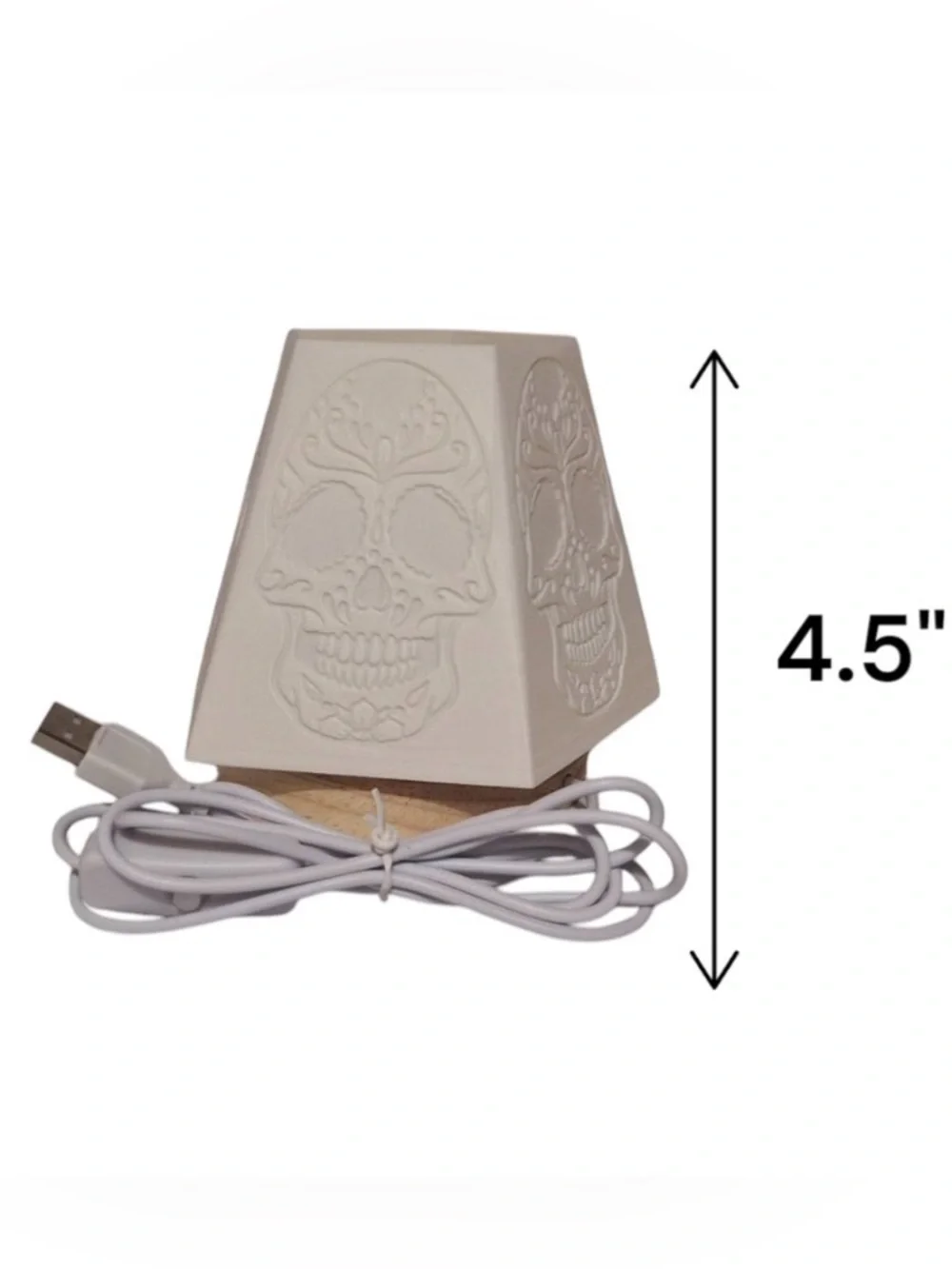 White Sugar Skull Ambient Night Light - 3D Printed